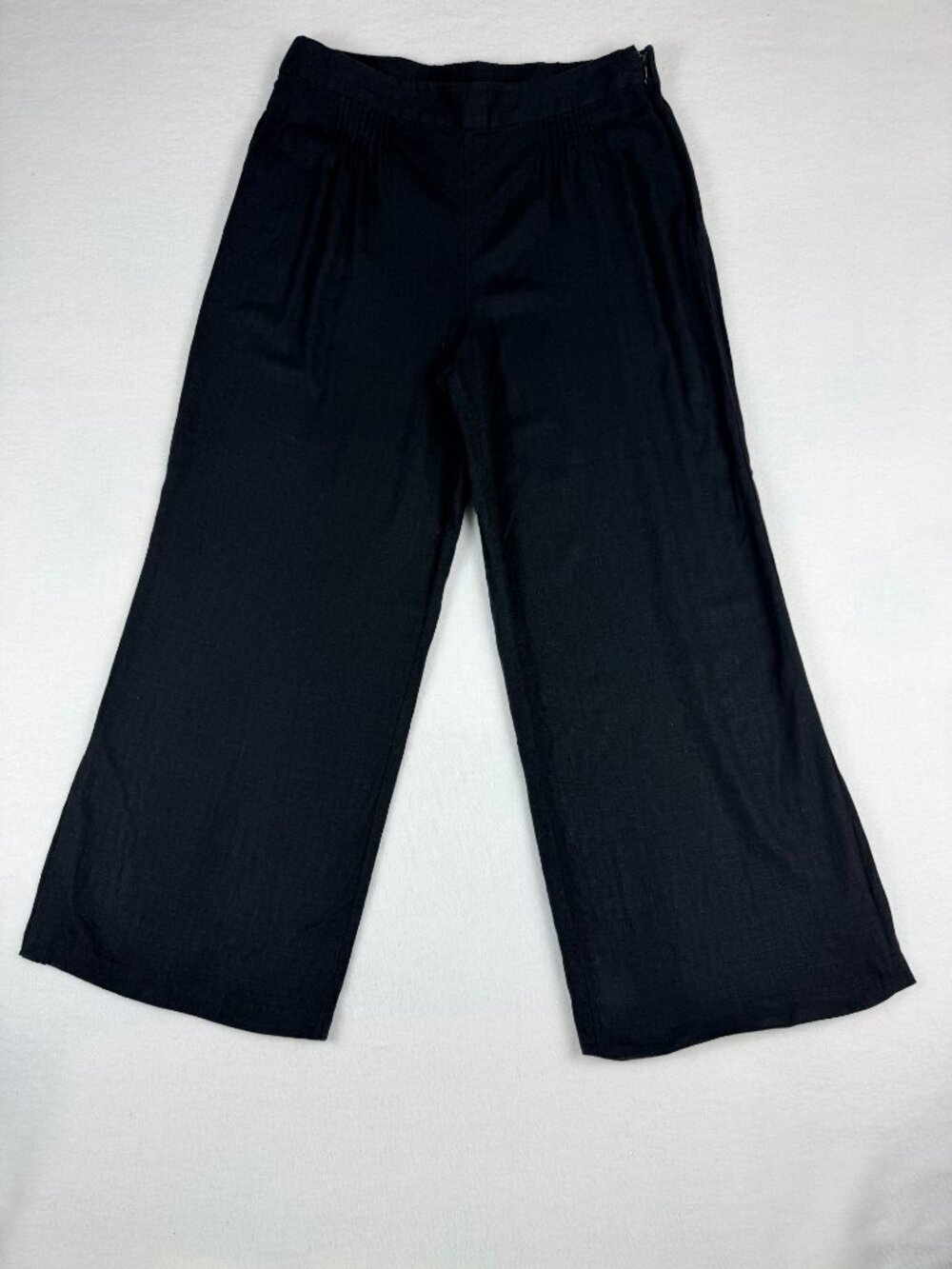 Halston Womens Black Wide-Leg Linen Viscose Blend Pants Size 12 Side-Zip Closure - Picture 14 of 14